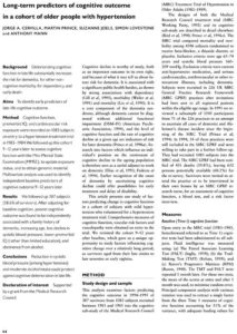 Long-term predictors of cognitive outcome in a cohort of older people with hypertension