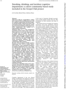 Smoking, drinking, and incident cognitive impairment: a cohort community based study included in the gospel oak project