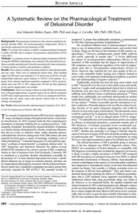 A systematic review on the pharmacological treatment of delusional disorder